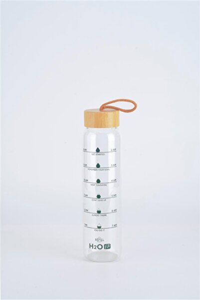 H2O Fit Bamboo Lid Glass Flask