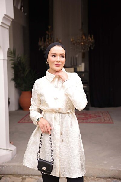 comstar Γυναικείο Jacquard Κομψό Μπεζ τονωτικό μπουφάν με ελαστική μέση