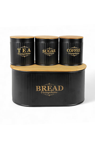 EVSTYLE Metal Bread Bowl and Jar Set with Bamboo Lid