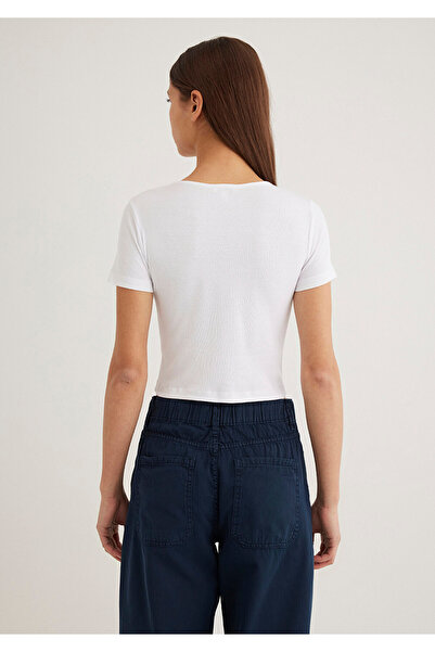 Mavi Μπλουζάκι με λευκά κουμπιά Basic Crop / Short Cut 1611639-620