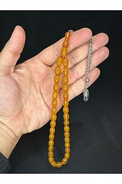 Anemore Collection مسحوق مسبحة كهرمان لون أصفر قطع بيضاء 11 مم × 8 مم T-575