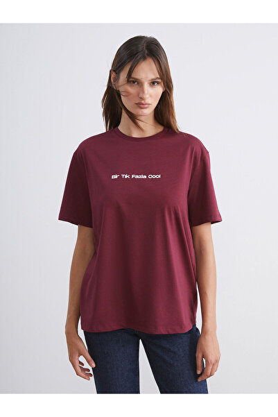 LC Waikiki Γυναικείο μπλουζάκι Vision New Season Crew Neck Slogan με τύπωμα o...