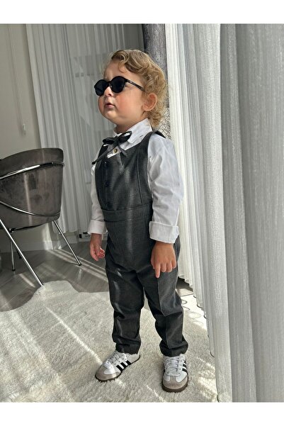 favorimkids Gray Jumpsuit with Vest Set Cotton Baby Kids 1-6 Years