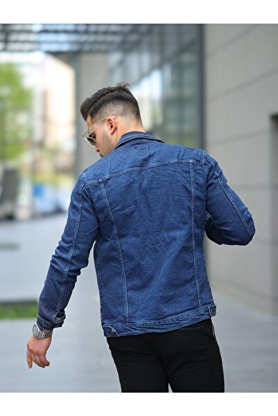 comstar Ανδρικό τζιν τζιν μπλε τζιν μπουφάν με λαιμόκοψη με λεπτή εφαρμογή