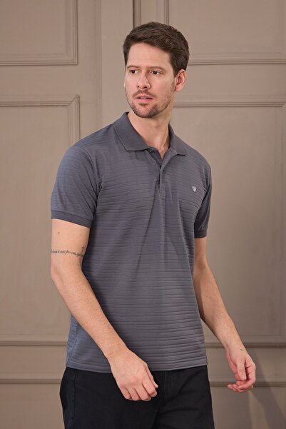 COMBİNE MİCHAİL Чоловіча футболка поло з копченим коміром з 100% бавовни з рельєфним коміром