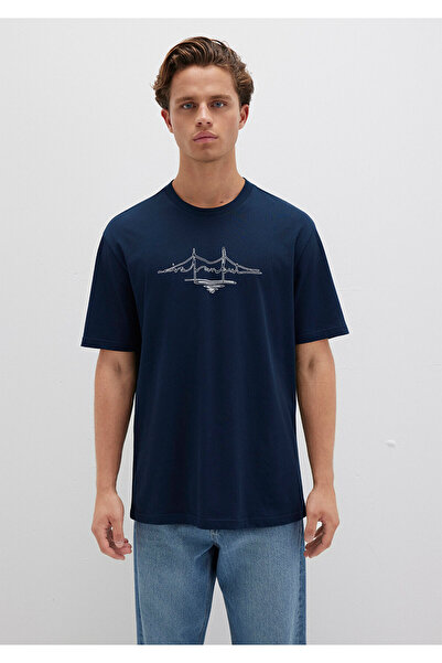 Mavi Κωνσταντινούπολη εμπριμέ μπλουζάκι μπλε ναυτικό Loose Fit / Loose Relaxed Fit0611881-70490