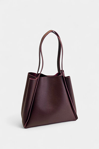 Miales Geantă roșie Claret pentru cățeluș Geantă de mână și de umăr pentru femei, acoperită cu piele intoarsa