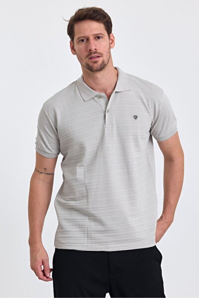 COMBİNE MİCHAİL Чоловіча сіра футболка з коміром-поло, 100% бавовна, сертифікована