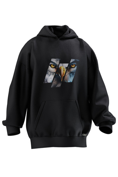 TURAN TACTICS Comfortable Fit Hoodie with Wolf Eagle Print (Unisex)