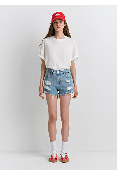 Mavi Tyra 90lar Yırtıklı Açık Jean Şort 1410011-84425