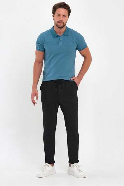COMBİNE MİCHAİL Black Men's Jogger Pants - Double Leg, Cotton, Back Pocket and Elastic Waist