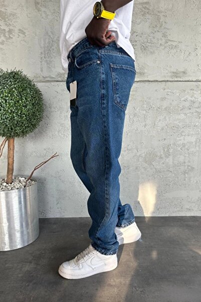 MADZEYMODA Ανδρικό τζιν παντελόνι με φαρδύ κούφωμα μπλε τζιν KE-937