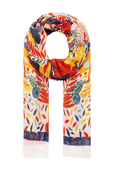 Mavi Baskılı Turuncu Şal 1910042-30874