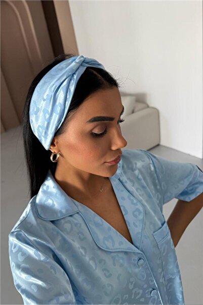 COCCOLARSI Tigre Affascinante Bebe Mavisi Jakarlı Saten Kısa Pijama Takımı