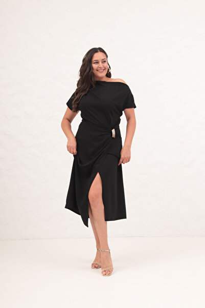 Lafaba Γυναικείο Μαύρο Αξεσουάρ Λεπτομέρεια Midi Φόρεμα