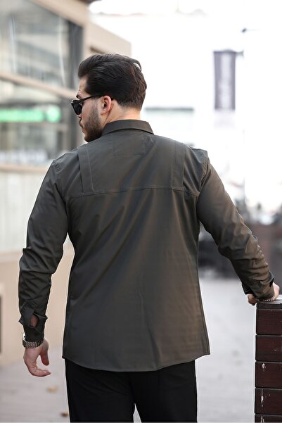 comstar Чоловіча сезонна модна сорочка з прихованою кишенею та парашутом, колір хакі