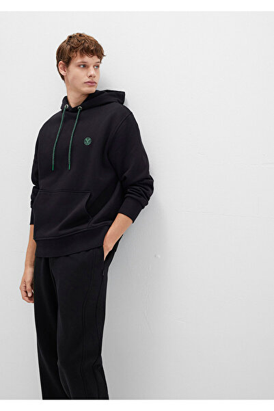 Mavi Logo Embroidered Hooded Black Sweatshirt 065809-900