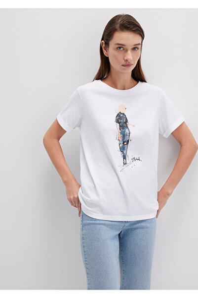 Mavi Τζιν Κορίτσι με στάμπα λευκό Istanbul T-shirt κανονική εφαρμογή / κανονική κοπή 1610222-620