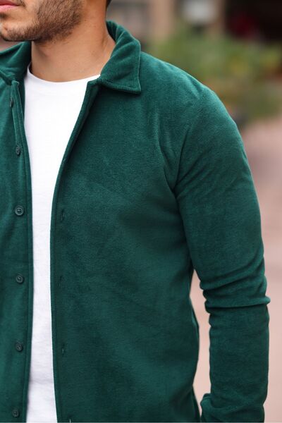 comstar Men's Basic Long Sleeve Tight Cotton Khaki Fleece Shirt