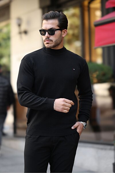 comstar Чоловічий светр з напівкомірцем, бавовняний, чорний