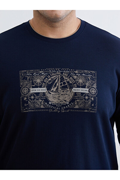 LC Waikiki Crew Neck Long Sleeve Printed Men's T-Shirt