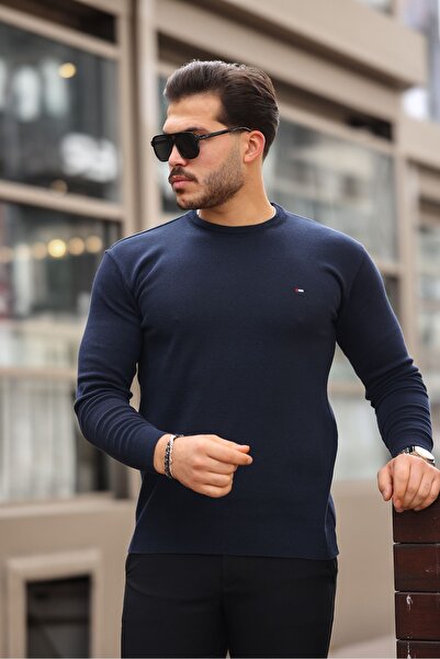 WOWA COMPANY Трикотажен пуловер с кръгла яка