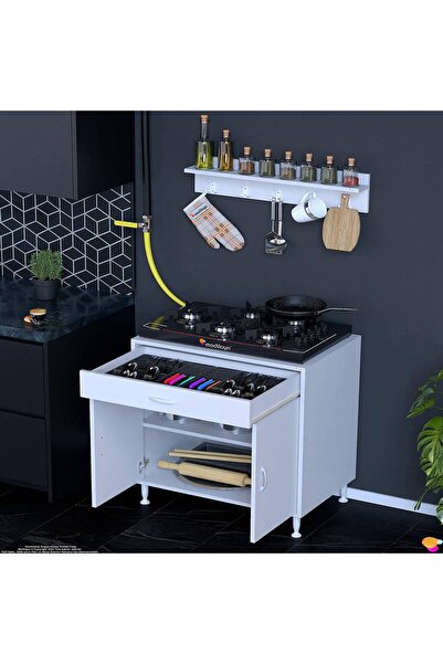 Modilayn QPLAS (XXL) Set Ocak Altı Dolap 75x88x56 cm Çekmeceli, Kapaklı 2 Göz...