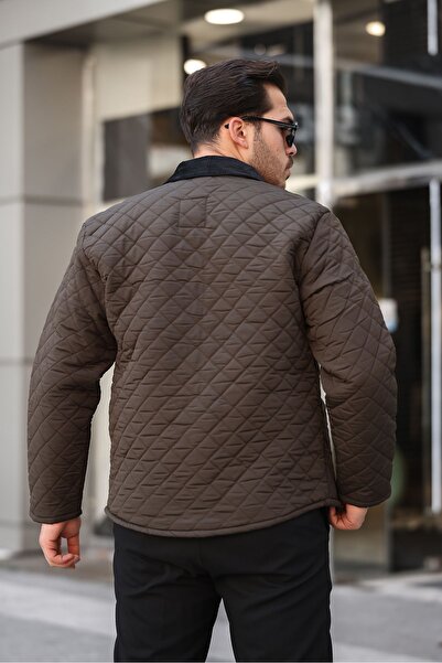 comstar Чоловічий кашеміровий пальто з хутром на комірі, кавовий колір, стьобаний