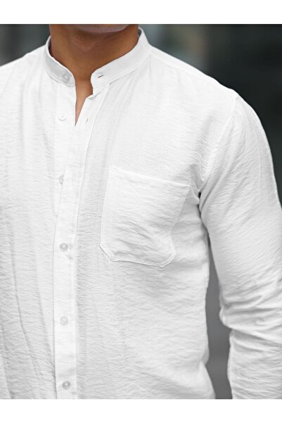 WOWA COMPANY Ανδρικό μακρυμάνικο πουκάμισο με μακρυμάνικο γιακά χωρίς καπέλα