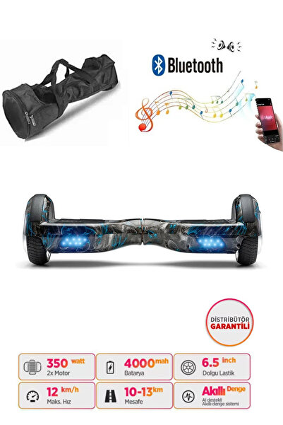 CityMate Elektrikli Kaykay Hoverboard Bluetooth Hoparlörlü 6.5 İnç Grafiti D18 - Çanta Hediye