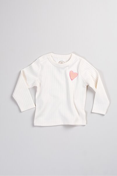 Bondberro Heart Embroidered Ribbed Knit Baby and Kids T-Shirt 100% Cotton