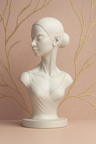 3DIYAR Minimalist Kadın Büst Heykel – Beyaz Modern Dekoratif Obje Salon, Ofis...