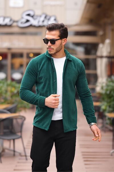 comstar Men's Basic Long Sleeve Tight Cotton Khaki Fleece Shirt