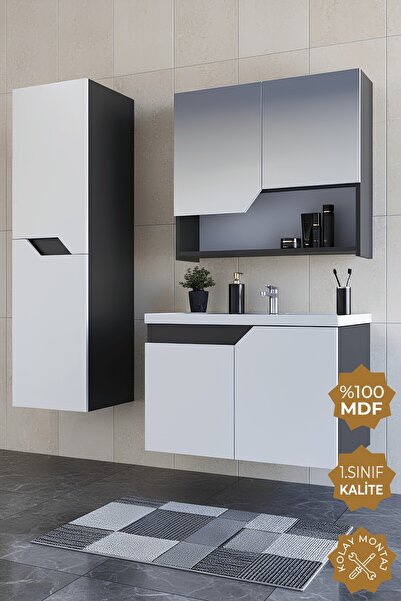 TETA HOME Napoli 65 Cm Mdf Banyo Dolabı Seti + Boy Dolabı