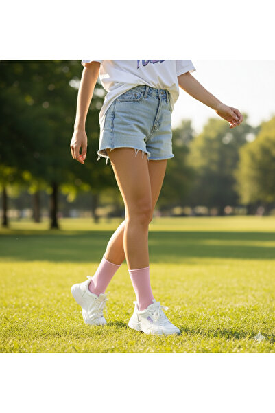 Forwena Pachet de 3 șosete de damă din bumbac liliac, roz și gri, fără cusături