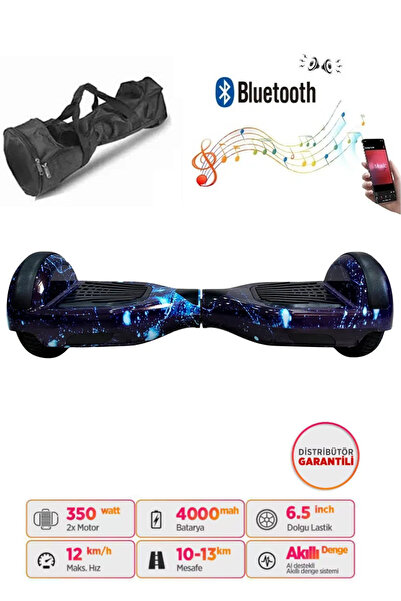 CityMate Elektrikli Kaykay Hoverboard Bluetooth Hoparlörlü 6.5 İnç Grafiti D12 - Çanta Hediye