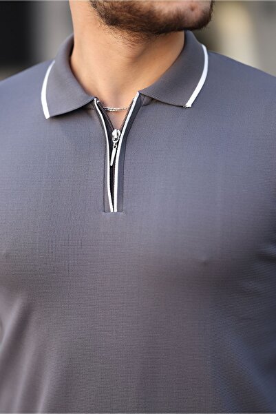 comstar Чоловічий светр з коміром на блискавці та деталями на комірі