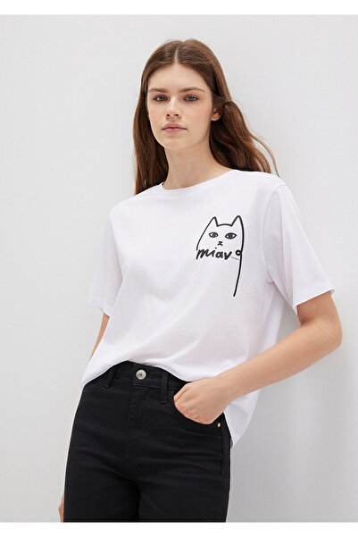 Mavi Μπλουζάκι Κωνσταντινούπολης με στάμπα Cat κανονική εφαρμογή / κανονική κοπή 1610225-620