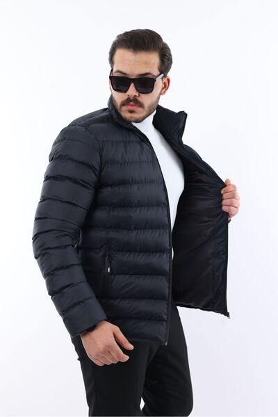 comstar Чоловічий тренд Стильне темно-синє надувне пальто на блискавці