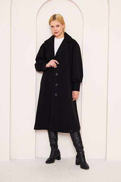 comstar Kadın Balon Kol Owersize Manşetli Kaşe Kaban