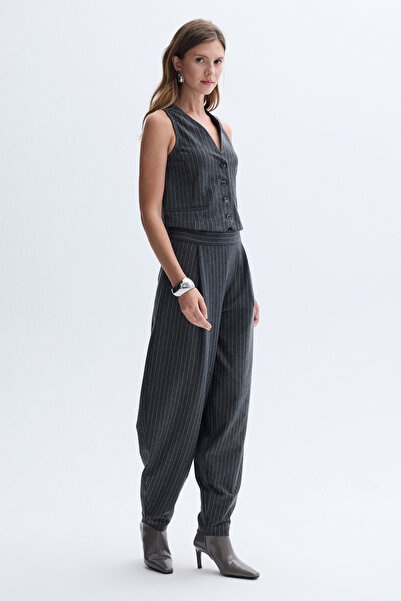 Mudo Cigarette Fit Striped Elastic Waist Pants