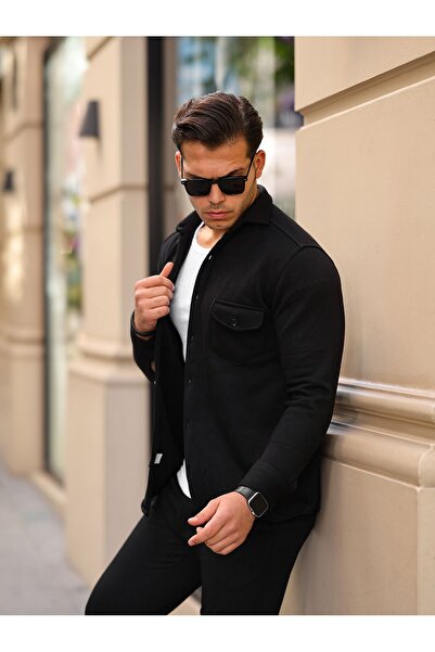 comstar Чоловіча базова зимова зручна сорочка з довгими рукавами, чорна, вільного крою