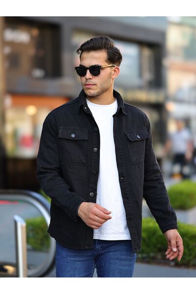 comstar Ανδρικό πουκάμισο Oversize με τσέπη Basic Loose μαύρο τζιν