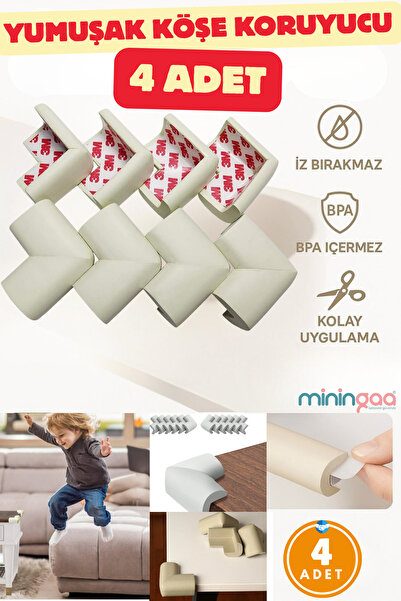 Miningaa 4 Pieces Soft Corner Protector Baby Protection Corner Guards, Furniture Table, Stairs with Safety Tape