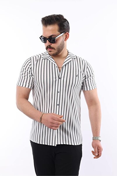 comstar Чоловіча короткорукава сорочка Slim Fit з літніми смужками