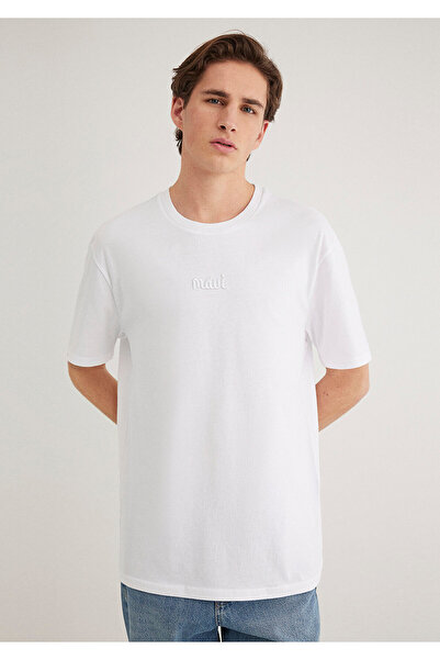 Mavi Weißes T-Shirt mit Logo-Print, lockere Passform, 0610100-620