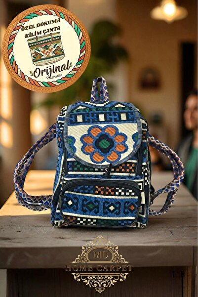 mdhomecarpet Handmade Rug Carpet Women's Backpack 30X40 cm |   Song Corner Patterned Fabric Bag Authentic Quality
