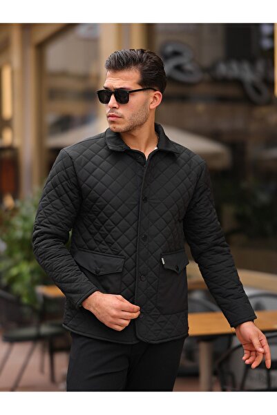 comstar Fur Quilted Coat with Snap Fasteners