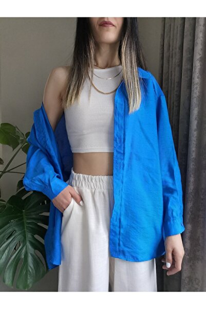 ms perry Cămașă oversize din in cu umăr jos