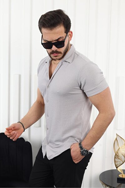 comstar Чоловіча сорочка з коротким рукавом, сіра, з малюнком